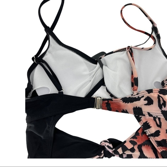 Cheetah Print Black Cut Out One Piece Swimsuit - Picture 4 of 6